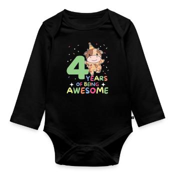 Vache pour les enfants de 4 ans - Body Bébé bio manches longues - noir - Devant