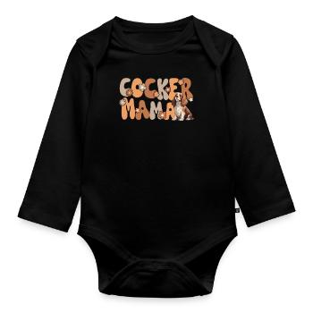 Cocker Spaniel Groovy Cocker Mom - Organic Longsleeve Baby Bodysuit - black - Front
