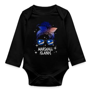 Marshall Islands - Organic Longsleeve Baby Bodysuit - black - Front