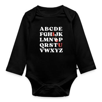 ABC I love you Kids Bunny Valentine's Day - Organic Longsleeve Baby Bodysuit - black - Front