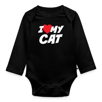 Ich liebe meine Katze - Baby Bio-Langarm-Body - Schwarz - Vorne