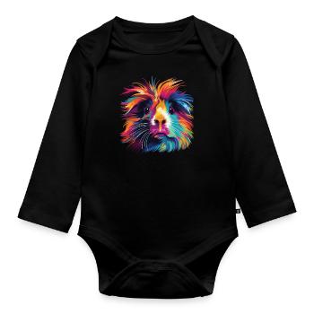 Aquarelle Coloré Cochon D’Inde Coloré - Body Bébé bio manches longues - noir - Devant
