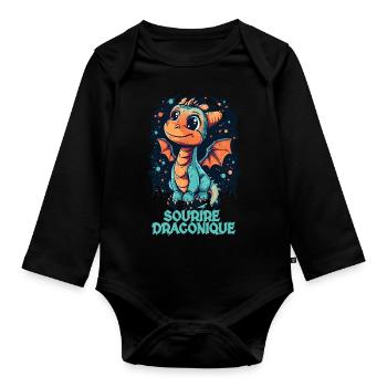sourire draconique 6 - Body Bébé bio manches longues - noir - Devant