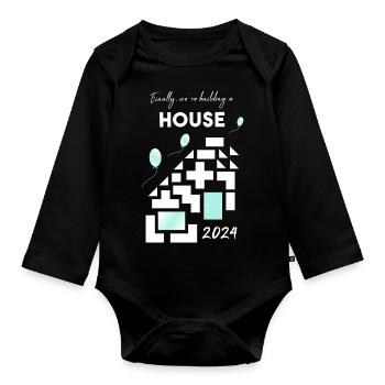 building a house home - Organic Longsleeve Baby Bodysuit - black - Front