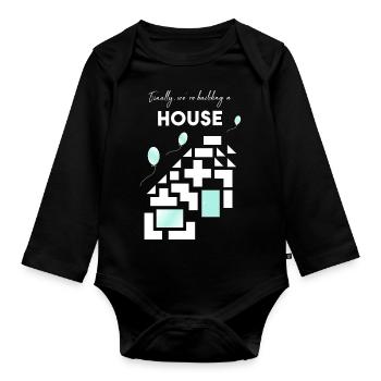 building a house - Organic Longsleeve Baby Bodysuit - black - Front