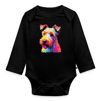 Aquarelle colorée Lakeland Terrier - Body Bébé bio manches longues - noir - Devant