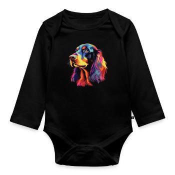 Aquarelle colorée Gordon Setter - Body Bébé bio manches longues - noir - Devant