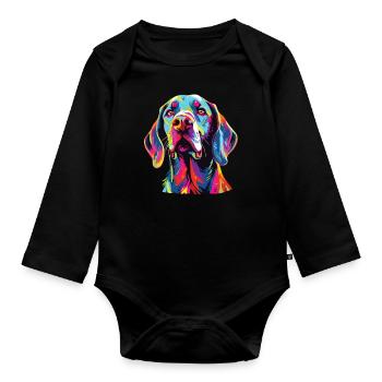 Wasserfarben Farbenfroher Harrier - Baby Bio-Langarm-Body - Schwarz - Vorne