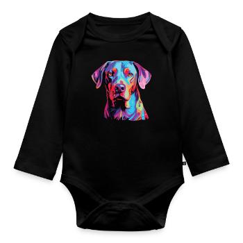 Watercolor Colorful Blue Lacy - Organic Longsleeve Baby Bodysuit - black - Front