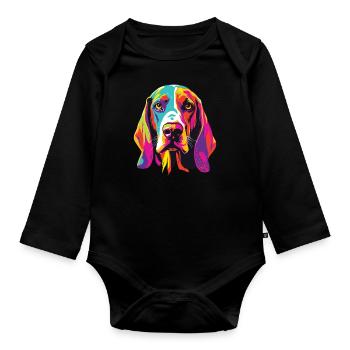 Aquarelle colorée arbre Walker Coonhound - Body Bébé bio manches longues - noir - Devant