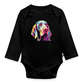 Watercolor Colorful Bracco Italiano - Organic Longsleeve Baby Bodysuit - black - Front