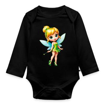 Little Fairy 8 - Organic Longsleeve Baby Bodysuit - black - Front