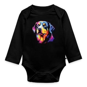 Aquarelle colorée Entlebucher Mountain Dog - Body Bébé bio manches longues - noir - Devant