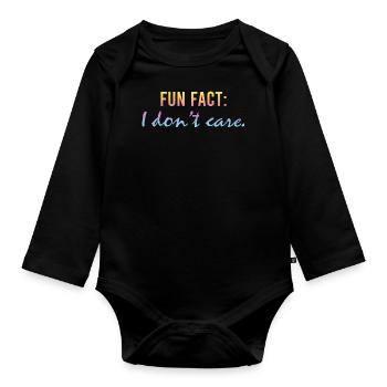 Fun Fact: Ich kümmere mich nicht um einen lustigen sarkastischen Brief - Baby Bio-Langarm-Body - Schwarz - Vorne