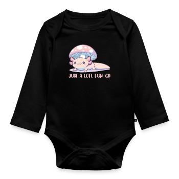 Süßes Cottage Core Axolotl Mit Pilz Wortspiel - Baby Bio-Langarm-Body - Schwarz - Vorne