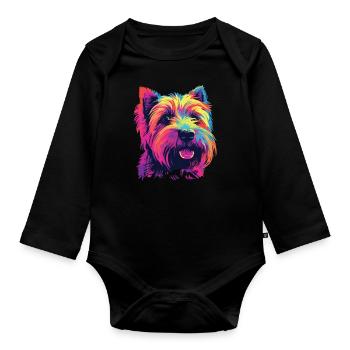 Watercolor Colorful Irish Glen Of Imaal - Organic Longsleeve Baby Bodysuit - black - Front