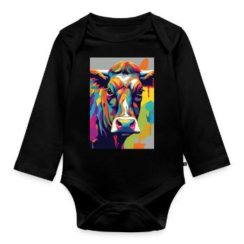 Cow skull colorful - Organic Longsleeve Baby Bodysuit - black - Front