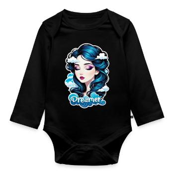 rêver - rêveur - rêveuse - rêve - rêverie - Body Bébé bio manches longues - noir - Devant