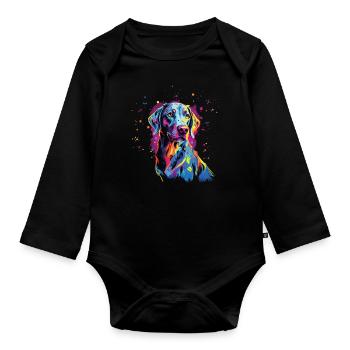 Aquarelle colorée Louisiane Catahoula - Body Bébé bio manches longues - noir - Devant