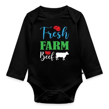 Bœuf fermier frais - Body Bébé bio manches longues - noir - Devant