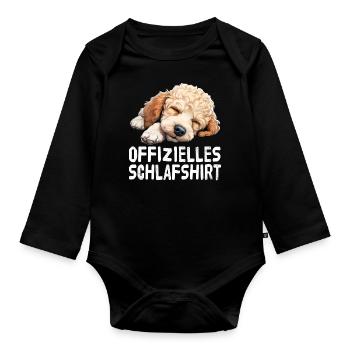 Chemise de sommeil officielle Caniche - Body Bébé bio manches longues - noir - Devant