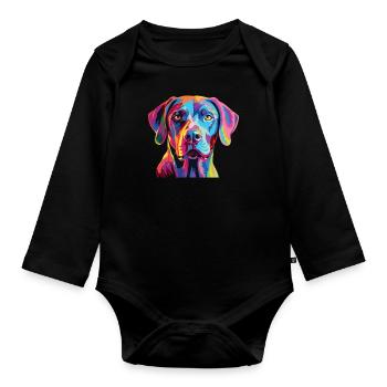 Watercolor Colorful Blue Lacy - Organic Longsleeve Baby Bodysuit - black - Front