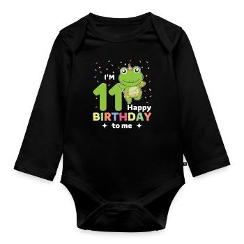 Grenouille pour les 11 ans pour les enfants de onze ans - Body Bébé bio manches longues - noir - Devant