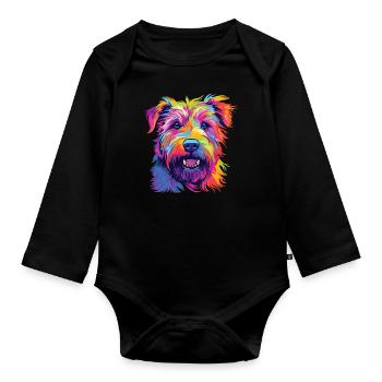 Watercolor Colorful Irish Glen Of Imaal - Organic Longsleeve Baby Bodysuit - black - Front
