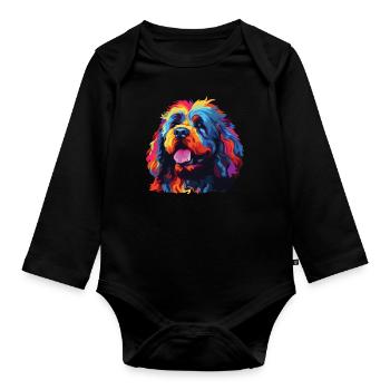 Watercolor Colorful Barbet - Organic Longsleeve Baby Bodysuit - black - Front