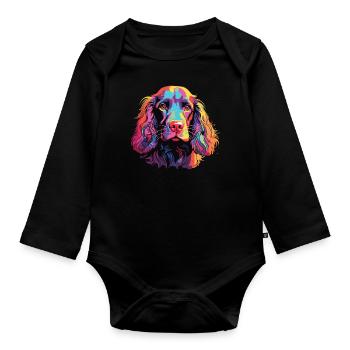 Wasserfarben Farbenfroher Boykin Spaniel - Baby Bio-Langarm-Body - Schwarz - Vorne