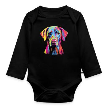 Watercolor Colorful Blue Lacy - Organic Longsleeve Baby Bodysuit - black - Front
