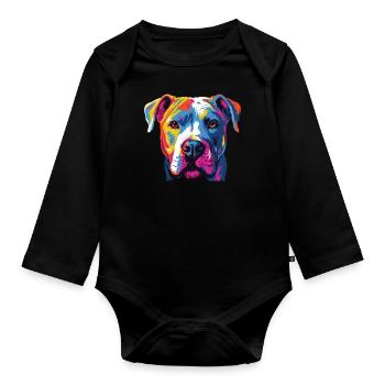Aquarelle colorée Dogue Argentino - Body Bébé bio manches longues - noir - Devant