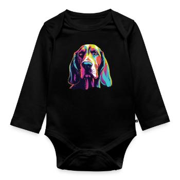 Watercolor Colorful Bracco Italiano - Organic Longsleeve Baby Bodysuit - black - Front