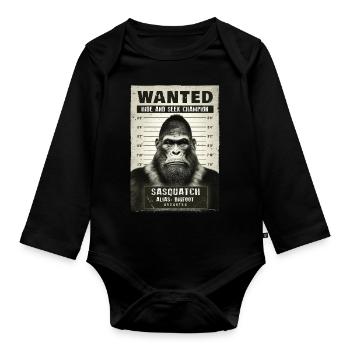 Bigfoot mugshot - Organic Longsleeve Baby Bodysuit - black - Front