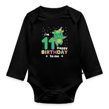 Dragon pour les 11 ans pour les enfants de onze ans - Body Bébé bio manches longues - noir - Devant