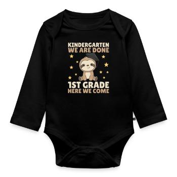 Kids Kindergarten graduate Faultier 1st grade - Baby Bio-Langarm-Body - Schwarz - Vorne