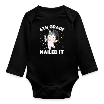 Les enfants de 6e année l’ont cloué Licorne Graduation - Body Bébé bio manches longues - noir - Devant