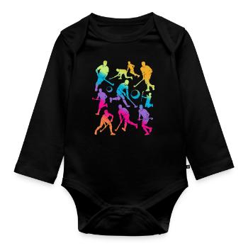 Hockey Joueur De Hockey Filles Hockey Sur Gazon Enfants - Body Bébé bio manches longues - noir - Devant