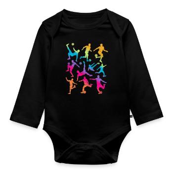 Football Football Filles Joueur de Football Enfants - Body Bébé bio manches longues - noir - Devant