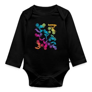Dirt Biker Dirt Bike Kids Motocross Girls - Organic Longsleeve Baby Bodysuit - black - Front