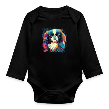 Watercolors Colorful Chin Water - Organic Longsleeve Baby Bodysuit - black - Front