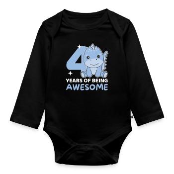 Dino pour les enfants de 4 ans - Body Bébé bio manches longues - noir - Devant