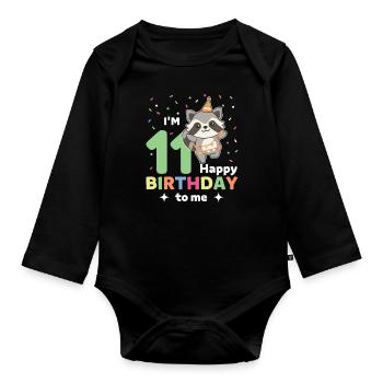 Raton laveur pour les 11 ans pour les enfants de onze ans - Body Bébé bio manches longues - noir - Devant