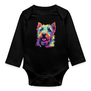 Watercolor Colorful Irish Glen Of Imaal - Organic Longsleeve Baby Bodysuit - black - Front