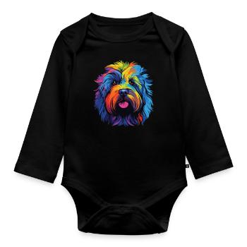 Aquarelle colorée Puli - Body Bébé bio manches longues - noir - Devant