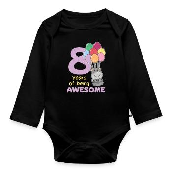 Hippopotame pour les enfants de 8 ans de huit ans - Body Bébé bio manches longues - noir - Devant