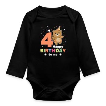 Castor pour les enfants de 4 ans - Body Bébé bio manches longues - noir - Devant
