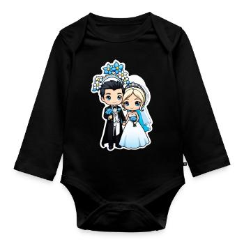 just married - pour mariage - Body Bébé bio manches longues - noir - Devant