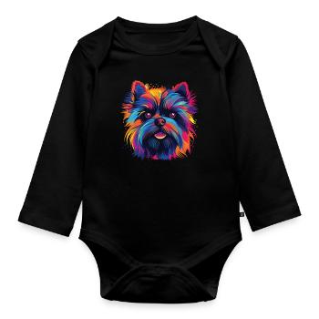 Aquarelle colorée Affenpinscher - Body Bébé bio manches longues - noir - Devant