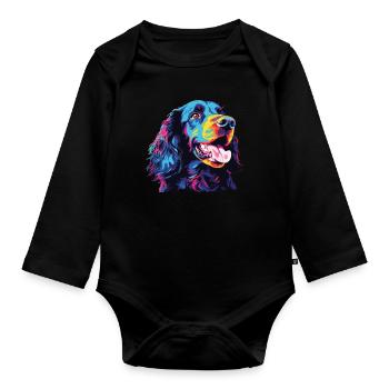 Watercolor Colorful American Water Spaniel - Organic Longsleeve Baby Bodysuit - black - Front